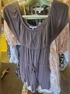 Naked Zebra Scoop Neck Drawstring Romper
